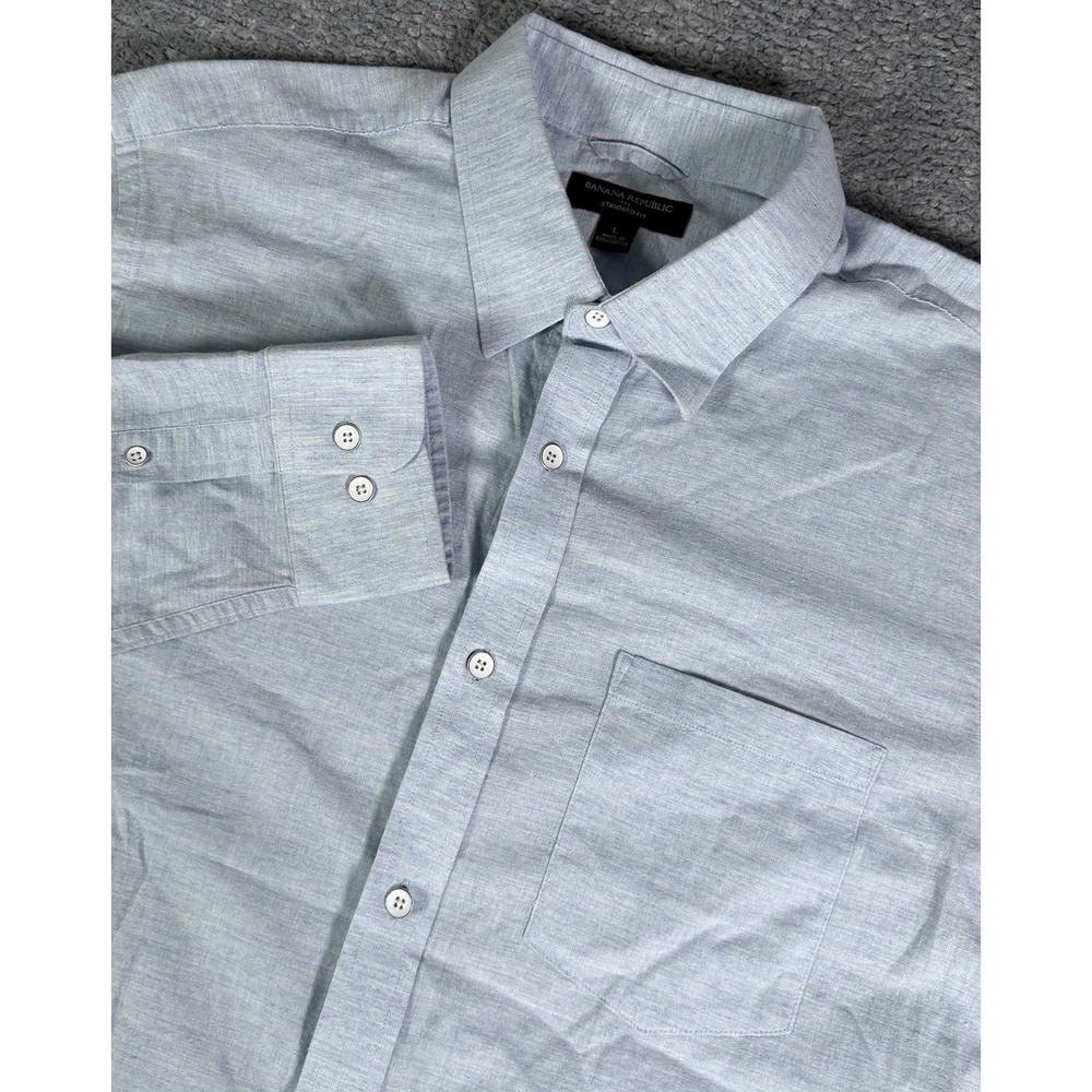 Banana Republic Men's Large Button Up Standard Fit Shirt British Blue Heather